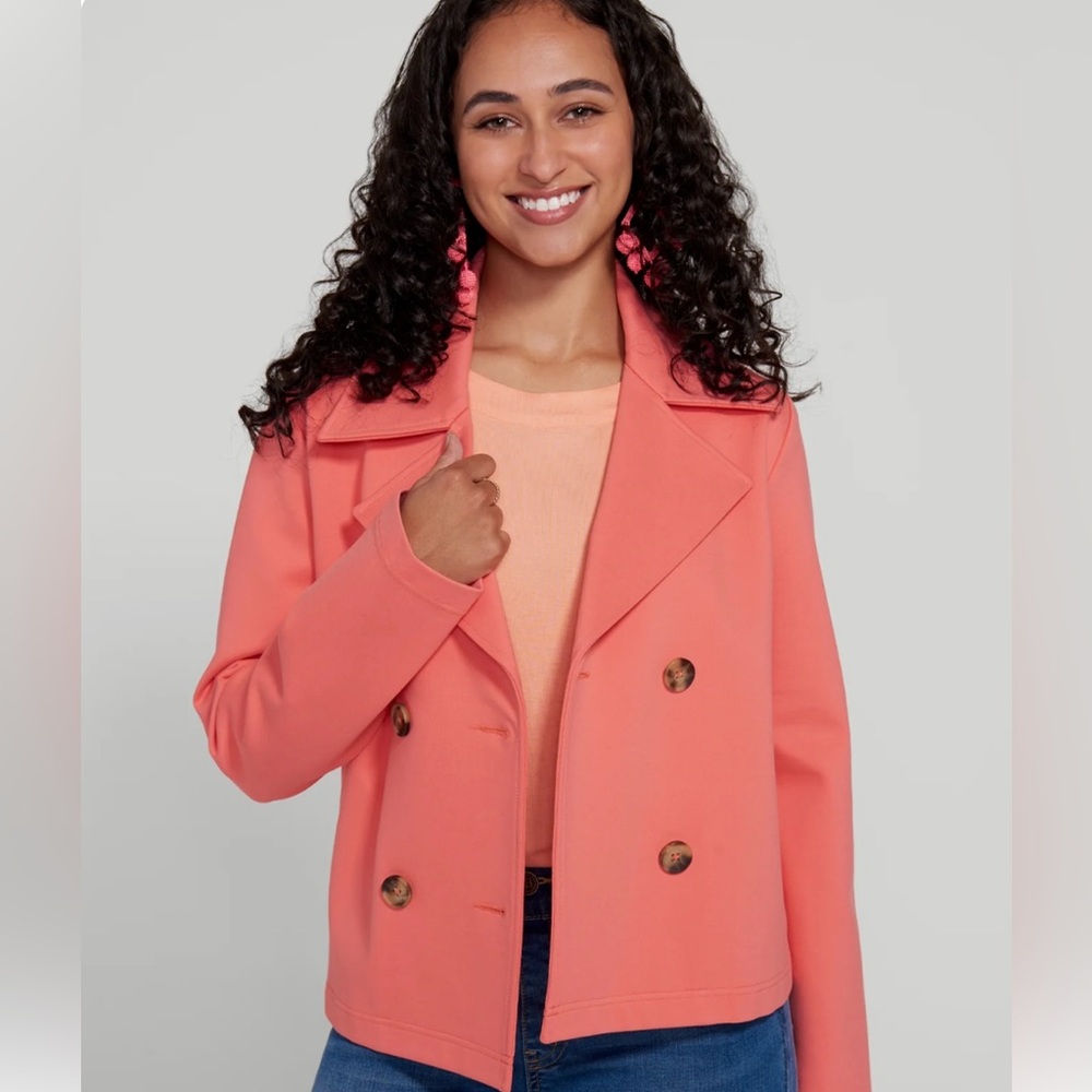 NWT BETABRAND Cropped Peacoat (Melon) SIZE large in melon!!!